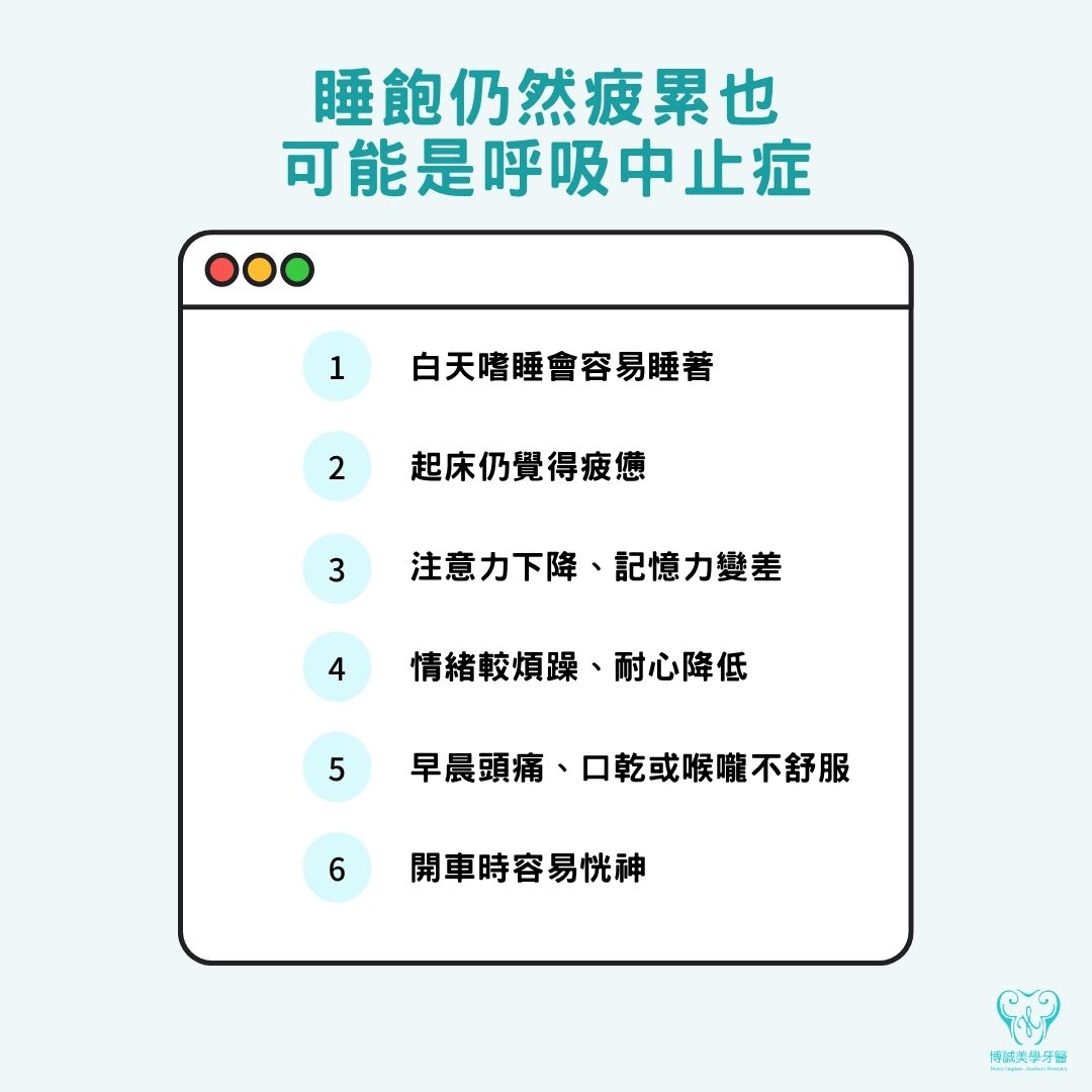 睡飽仍然疲累也可能是呼吸中止症